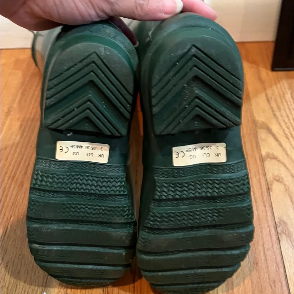 Hunter Knee-High Rain Boots in Forest Green with White Trim - Picture 8 of 10
